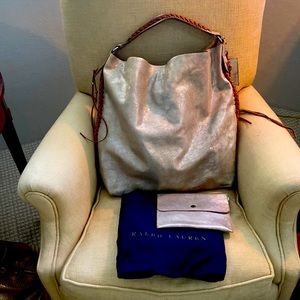Ralph Lauren Silver Italian leather handbag